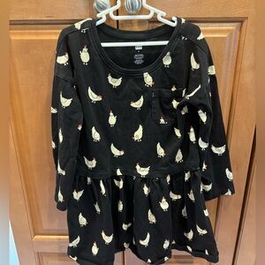 Tea Collection Long Sleeve Cotton Dress - Chicken Print